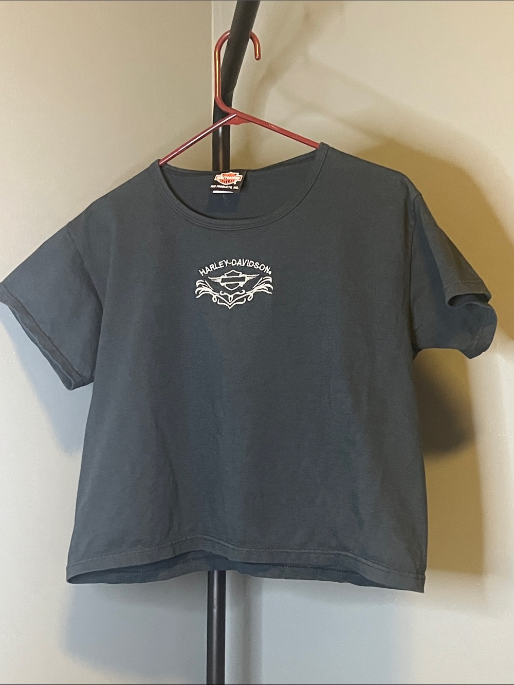 Harley-Davidson Black Crop Tee with White Chest Logo